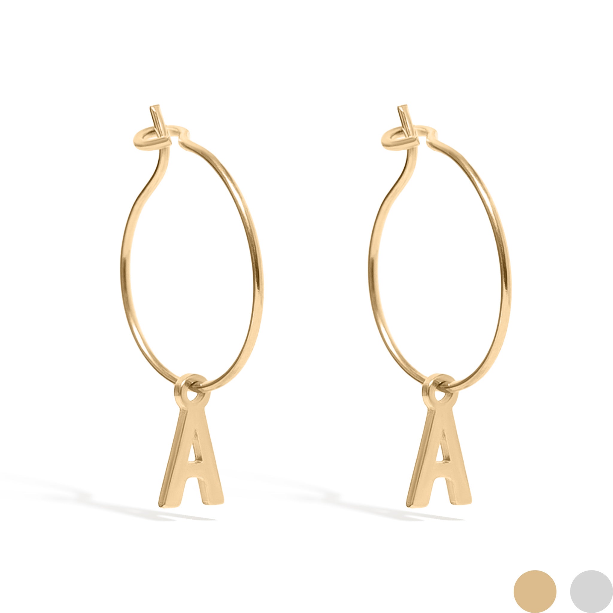 18K Gold PVD Stainless Steel Mini Hoop Initial Earrings / ERJ0013