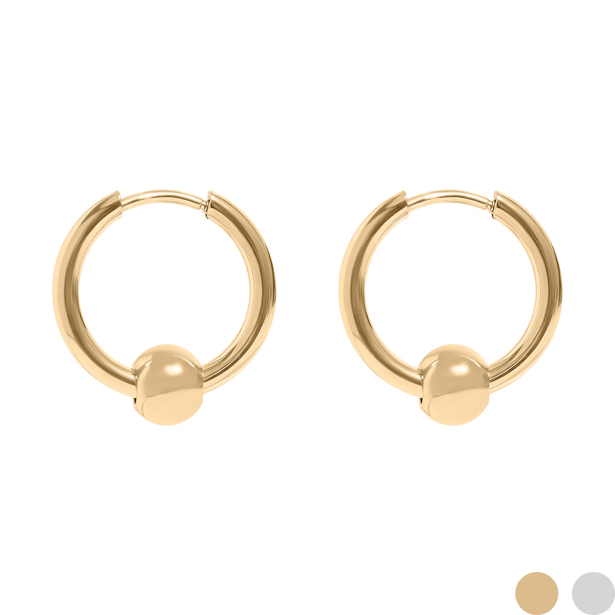 18K Gold PVD Edelstahlkugel Anhänger Huggie Hoop Ohrringe/ERJ0014