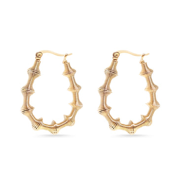 18K Gold PVD Edelstahl Kabel -Statement -Reifenoop -Ohrringe/ERJ0015