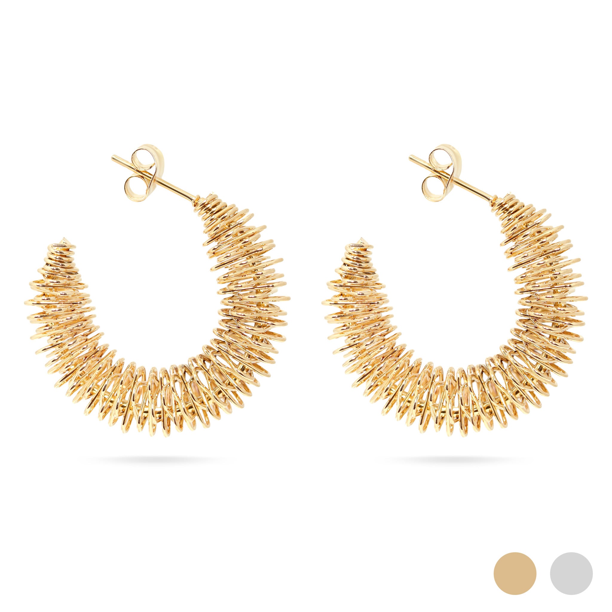 18K Gold PVD Stainless Steel Wired Statement Hoop Earrings / ERJ0017