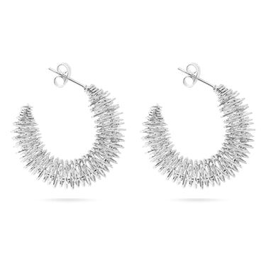 Silver / 18K Gold PVD Stainless Steel Wired Statement Hoop Earrings / ERJ0017