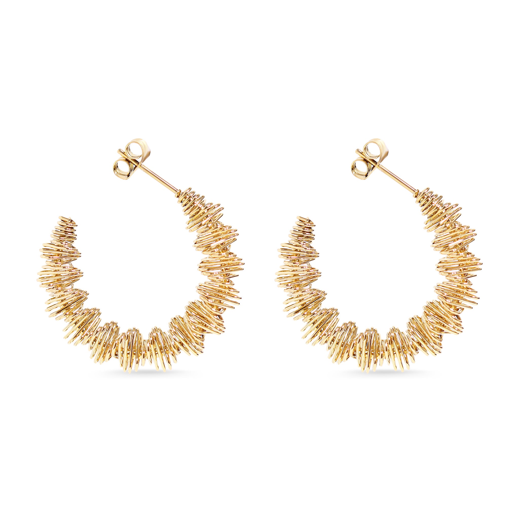 18K Gold PVD Edelstahl Kabel -Statement -Reifenoop -Ohrringe/ERJ0020
