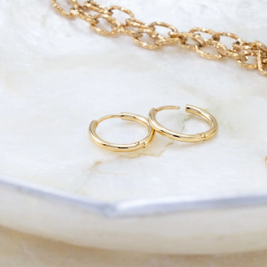 14K Gold Filled PLUS Classic Hoop Huggie Earrings 