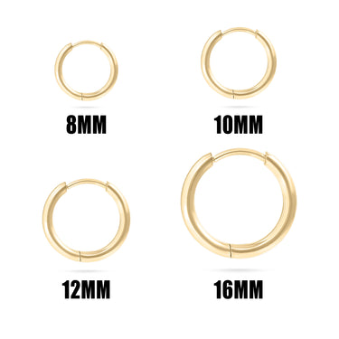 18K Gold PVD Stainless Steel Classic Hoop Huggie Earrings