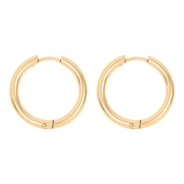 18K Gold PVD Stainless Steel Circle Huggie Hoop Earrings