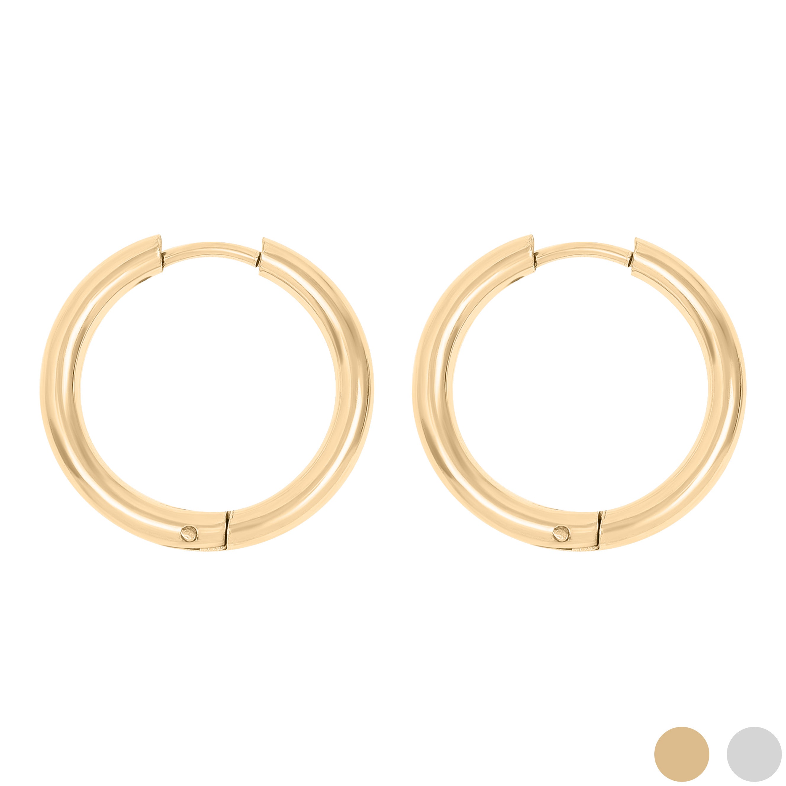 18K Gold PVD Stainless Steel Circle Huggie Hoop Earrings