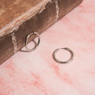 Silver / 18K Gold PVD Stainless Steel Circle Huggie Hoop Earrings / ERJ0023
