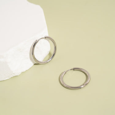 Silver / 18K Gold PVD Stainless Steel Circle Huggie Hoop Earrings / ERJ0023