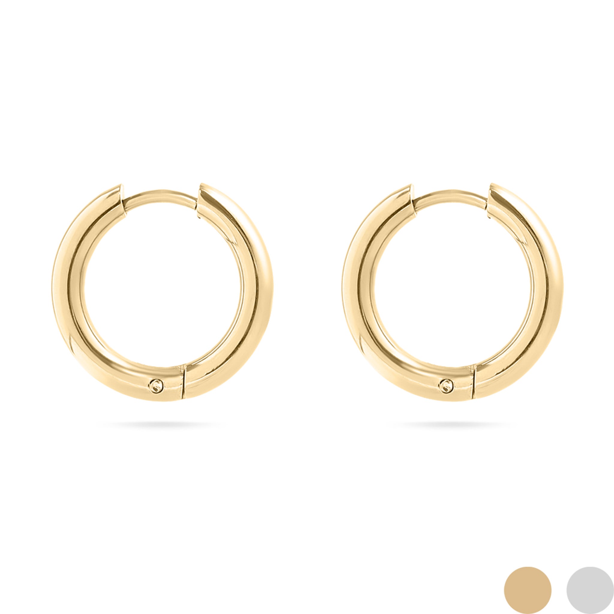 18K Gold PVD Stainless Steel Circle Huggie Hoop Earrings / ERJ0024