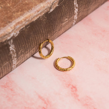 Gold / Textured Huggie Hoop Earrings