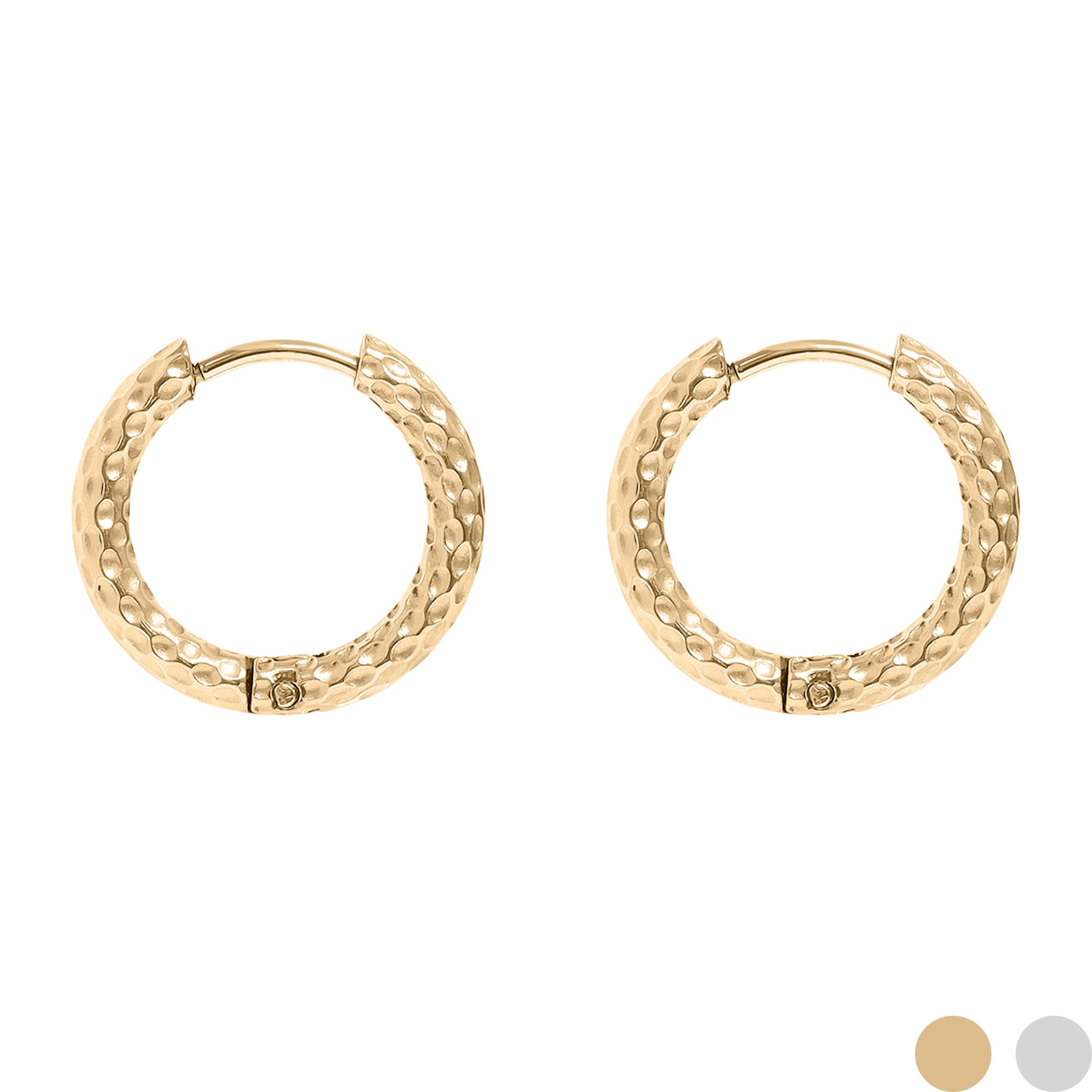 18K Gold PVD Stainless Steel Textured Huggie Hoop Earrings / ERJ0025