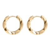 18K Gold PVD Stainless Steel Textured Twisted Huggie Hoop Earrings-gold main 