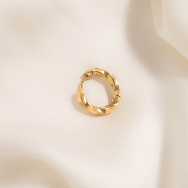 18K Gold PVD Stainless Steel Textured Twisted Huggie Hoop Earrings-gold studio 