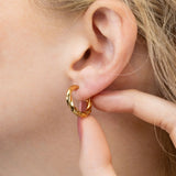 18K Gold PVD Stainless Steel Textured Twisted Huggie Hoop Earrings-gold model 