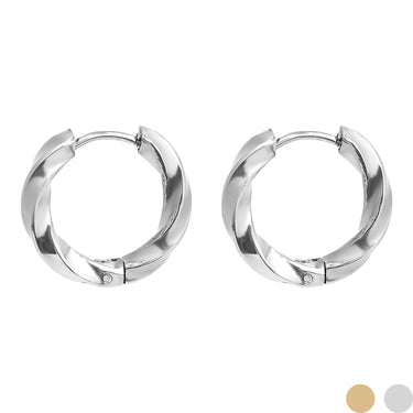 PVD en or 18 carats en acier inoxydable texturé des boucles d'oreilles de cerceau Twated Huggie/ERJ0026