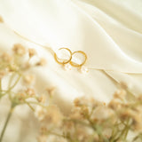 18K Gold PVD Stainless Steel Pearl Charm Huggie Hoop Earrings- gold studio 
