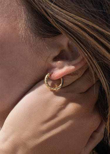 Half Textured Huggie Hoop Earrings