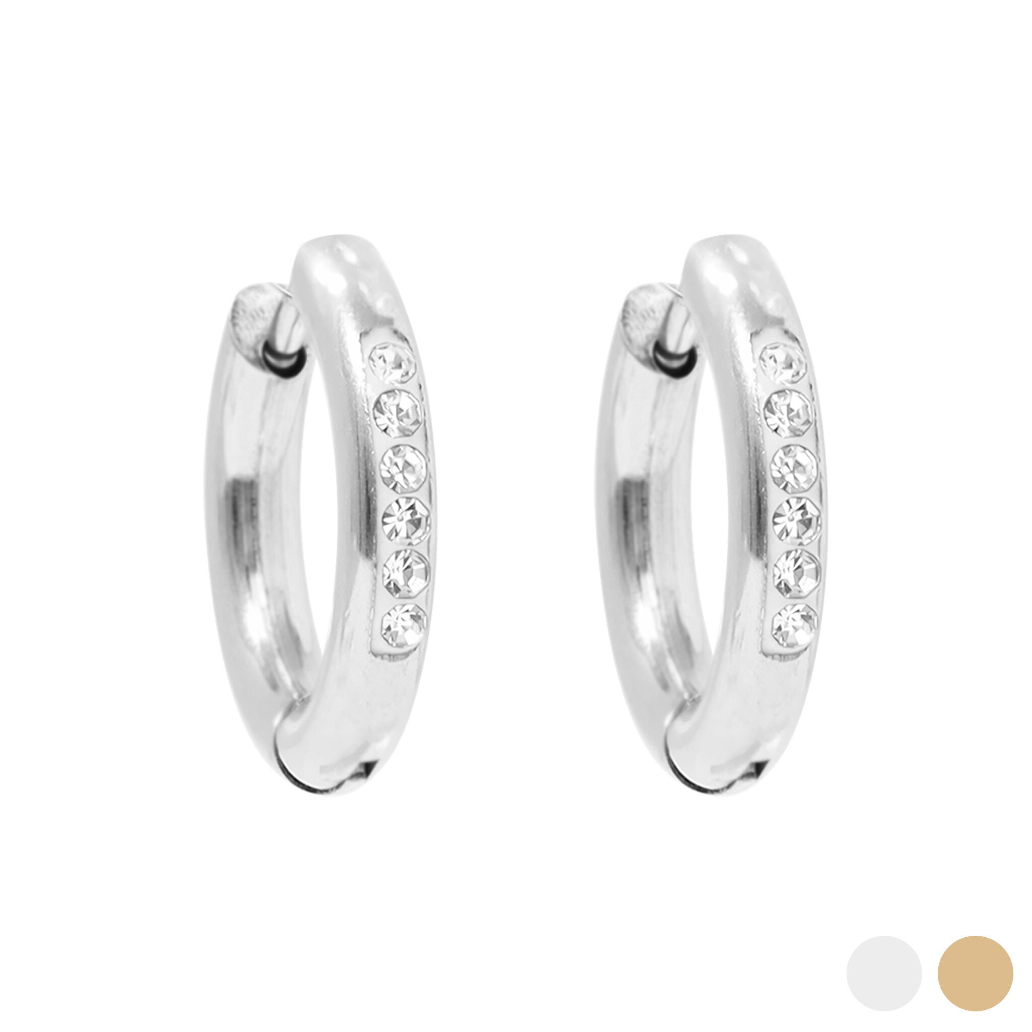 18K gull PVD rustfritt stål CZ Huggie Hoop øreringer/ERJ0031