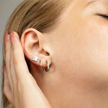 Wholesale jewelry 18K Gold PVD Stainless Steel CZ Huggie Hoop Earrings - stainless model 