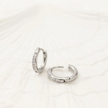 Wholesale jewelry 18K Gold PVD Stainless Steel CZ Huggie Hoop Earrings - stainless studio 