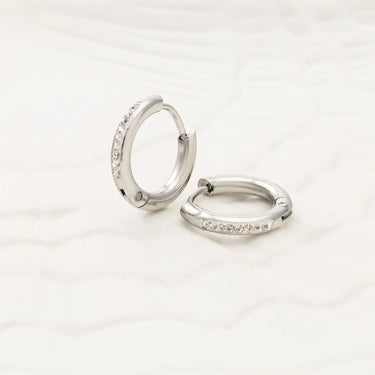 Wholesale jewelry 18K Gold PVD Stainless Steel CZ Huggie Hoop Earrings - stainless studio 