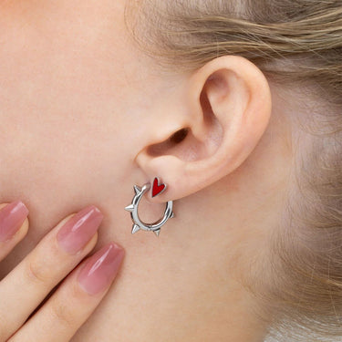 18K Gold PVD Stainless Steel Spike Hoop Earrings - silver model 