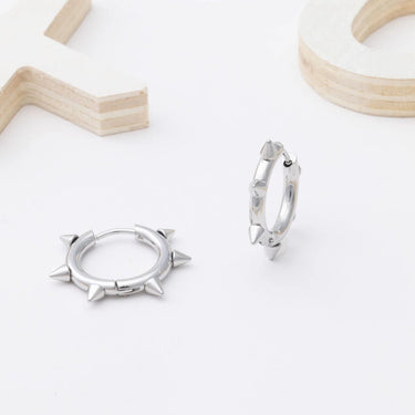 18K Gold PVD Stainless Steel Spike Hoop Earrings - silver studio 