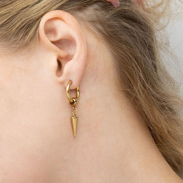 18K Gold PVD Stainless Steel Spike Pendant Hoop Earrings-gold model 
