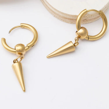 18K Gold PVD Stainless Steel Spike Pendant Hoop Earrings-gold studio 