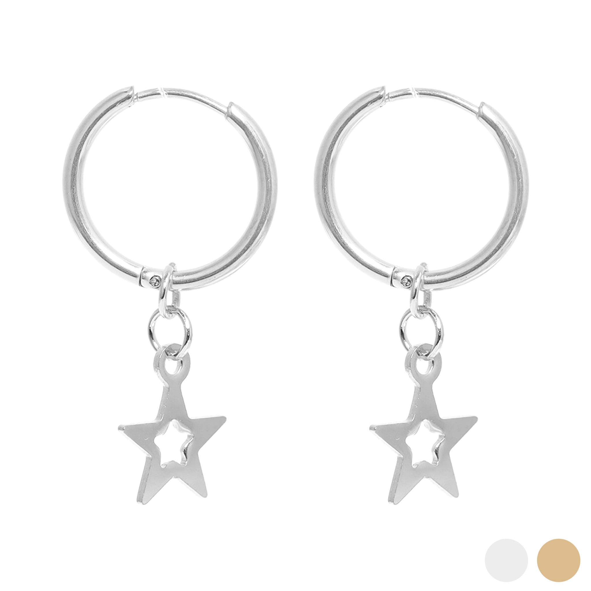 Star Pendant Hoop Earrings