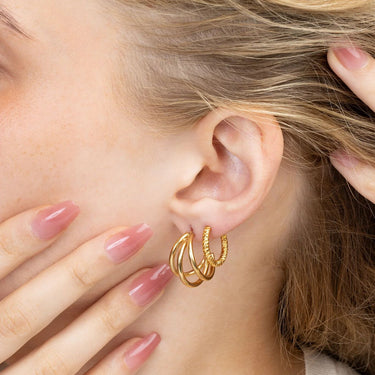 18K Gold PVD Stainless Steel Statement Huggie Hoop Earrings-gold model 