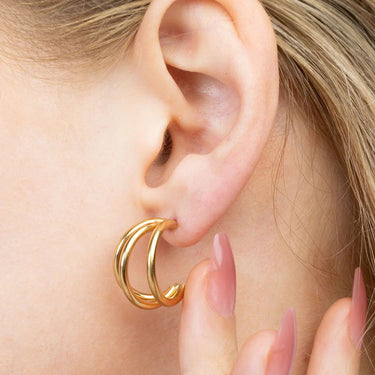 18K Gold PVD Stainless Steel Statement Huggie Hoop Earrings- gold model 