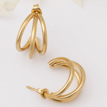18K Gold PVD Stainless Steel Statement Huggie Hoop Earrings-gold studio 