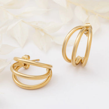 18K Gold PVD Stainless Steel Statement Huggie Hoop Earrings-gold studio 