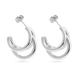 18K Gold PVD Stainless Steel Statement Huggie Hoop Earrings-silver main 