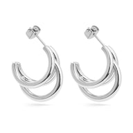 18K Gold PVD Stainless Steel Statement Huggie Hoop Earrings-silver main 