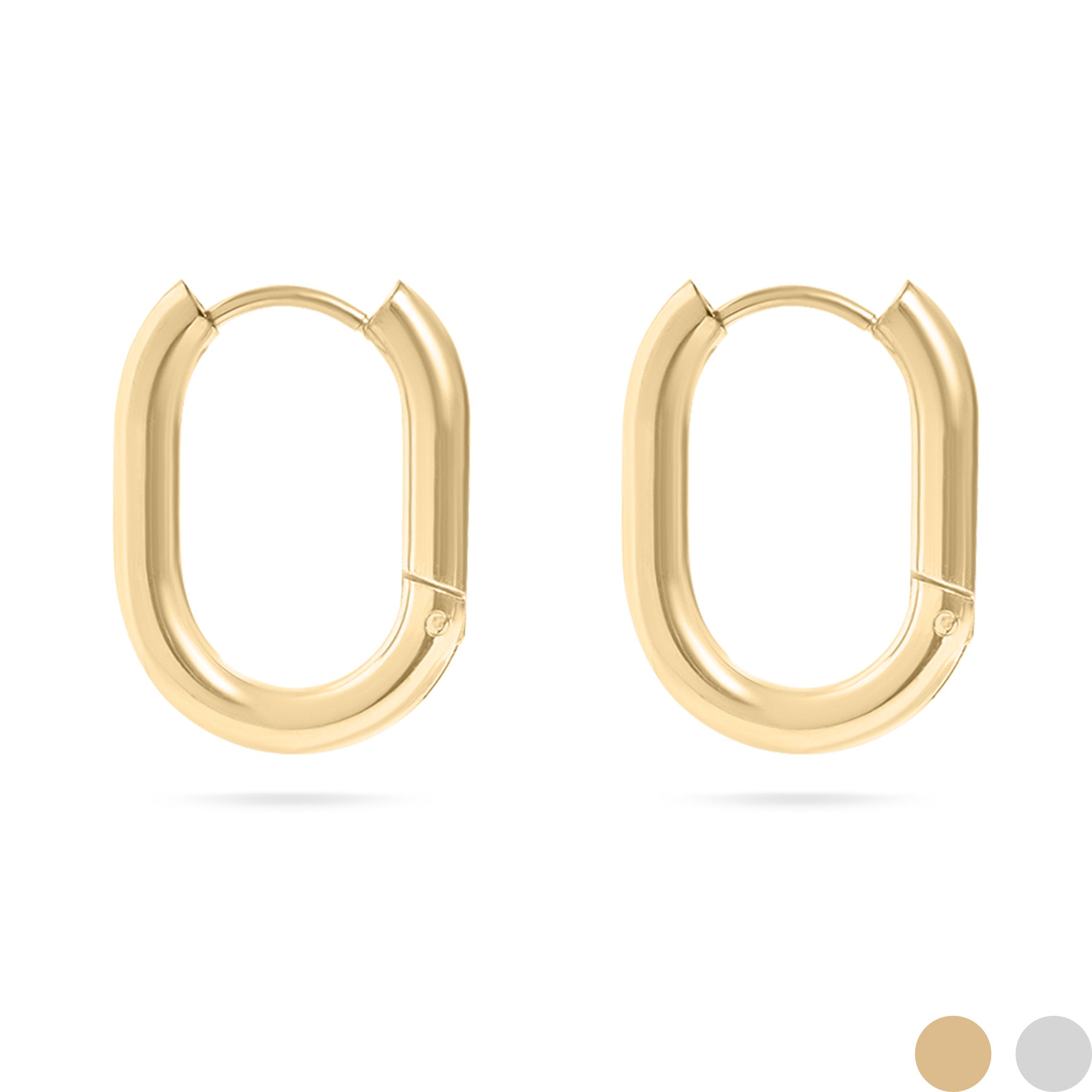 18K Gold PVD Stainless Steel Oval Huggie Earrings / ERJ0039