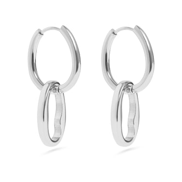 silver interlocked oval hoop earrings