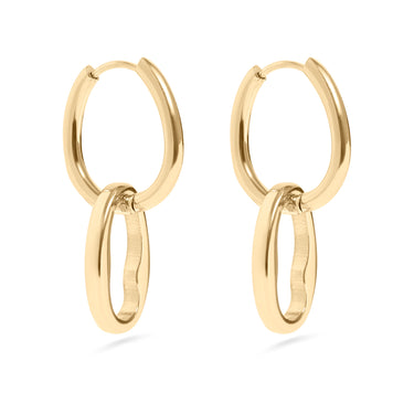 gold interlocked oval hoop earrings