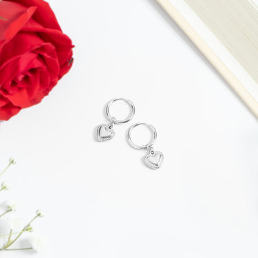 Stainless Steel Heart Pendant Hoop Earrings / ERJ0042
