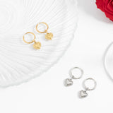 18K Gold PVD Stainless Steel Heart Pendant Hoop Earrings / ERJ0042