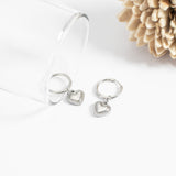 18K Gold PVD Stainless Steel Heart Pendant Hoop Earrings / ERJ0042