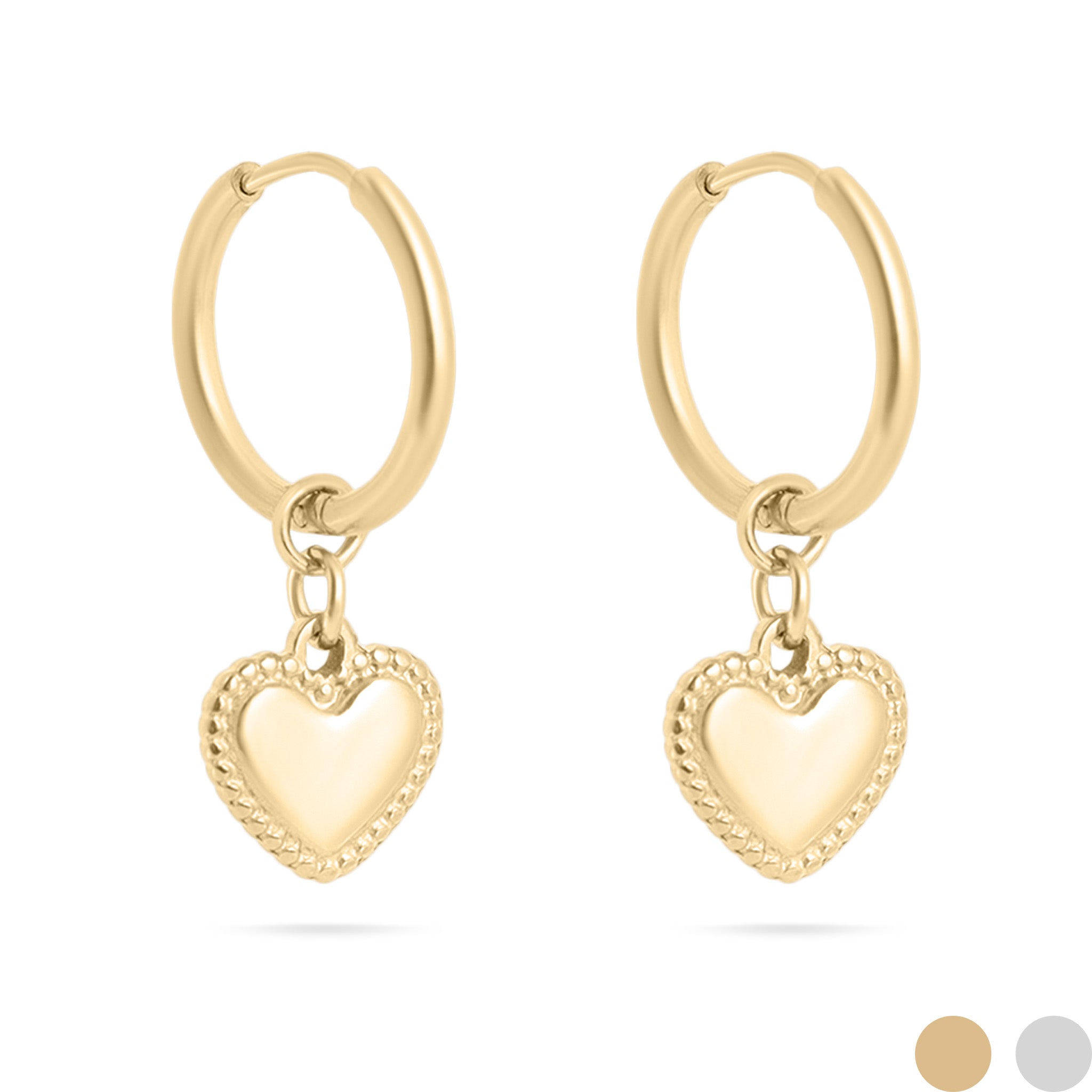 Classic Heart Huggie Charm Earrings