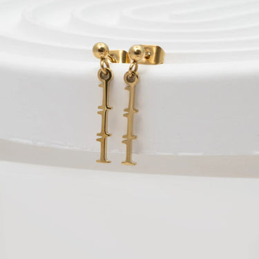 Wholesale Jewelry 18K Gold PVD Stainless Steel Angel Number Earrings- gold studio 