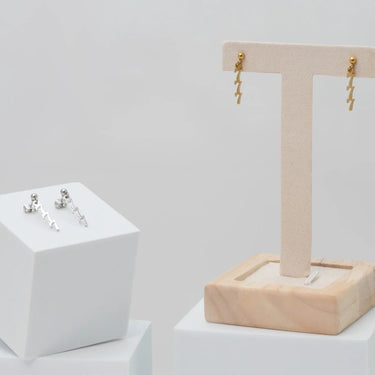 Wholesale Jewelry 18K Gold PVD Stainless Steel Angel Number Earrings- stainless and gold studio