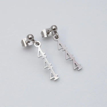 Wholesale Jewelry 18K Gold PVD Stainless Steel Angel Number Earrings- stainless studio 