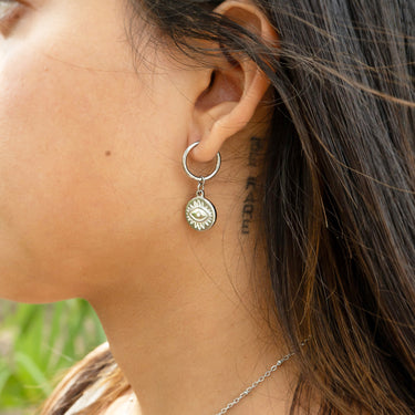 Huggie With Evil Eye Charm Earrings