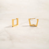 18K Gold PVD Stainless Steel Square Huggie Earrings / ERJ0053