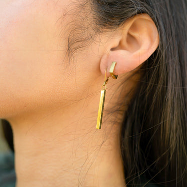 Fashion Attitude 18k Yellow Gold Plated 925 Silver Drop Dangle Earrings – Chain Ball Stud, 25mm, Butterfly Closure