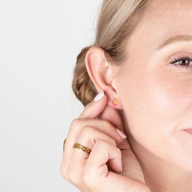 18K Gold PVD Stainless Steel Round Stud Earrings -gold model